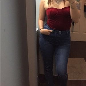 beautiful faux velvet body suit